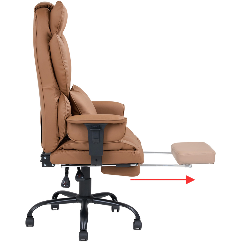 Living and Home Brown Ergonomic Office Chair with Adjustable Armrests and Footrest Image 5