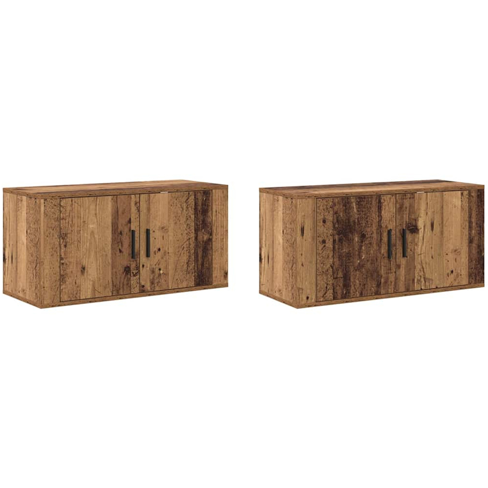 vidaXL 2 Door Old Wood Wall Mounted TV Unit Set of 2 Image 3