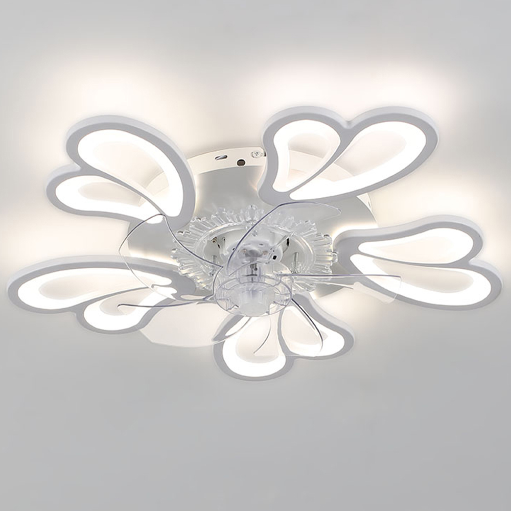 Living and Home White Double Petal Ceiling Fan Light with Remote Control and Bluetooth 25 inch Image 7