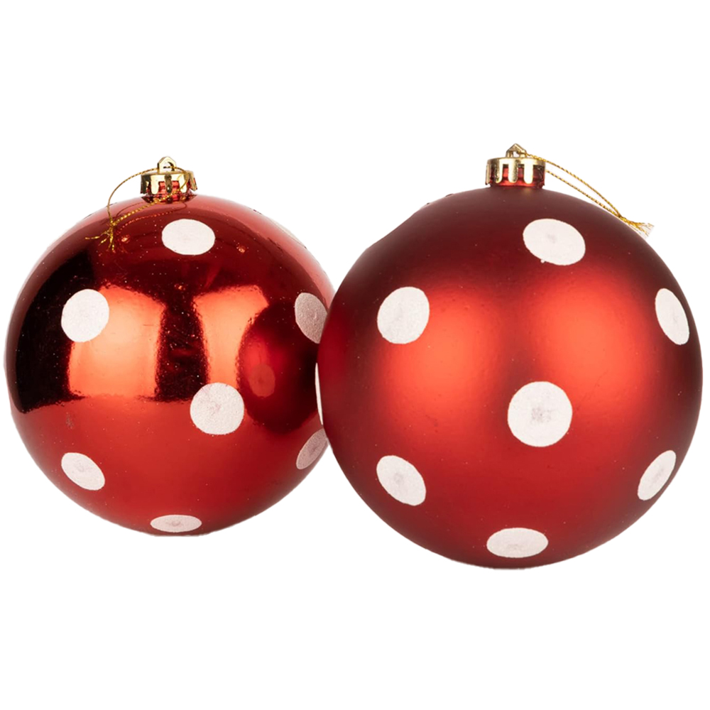 Shatchi 6cm Red and White Polka Dots Shatterproof Bauble 18 Pack Image 2