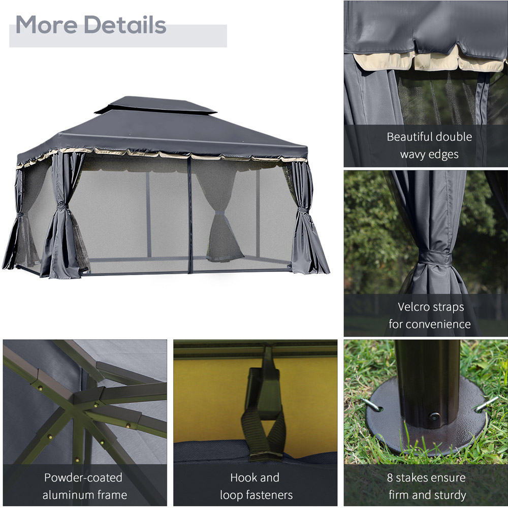 Outsunny 3 x 4m Black 2 Tier Roof Aluminium Garden Gazebo Image 6