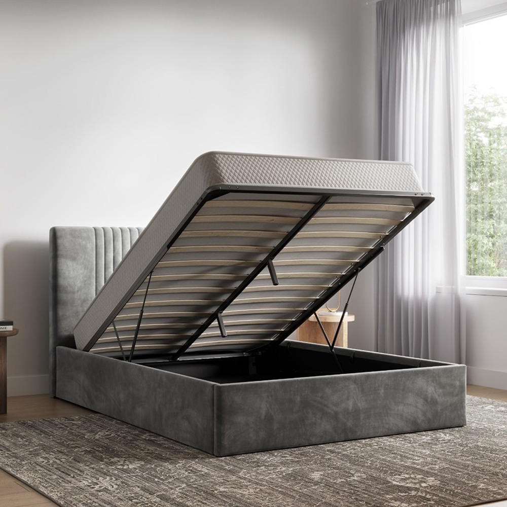 Flair Sonar King Size Silver Velvet Ottoman Bed Image 3