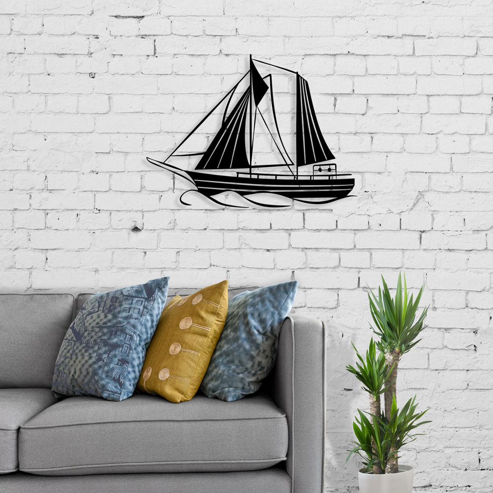 Decortie Black Sail Theme Metal Wall Art Image 2