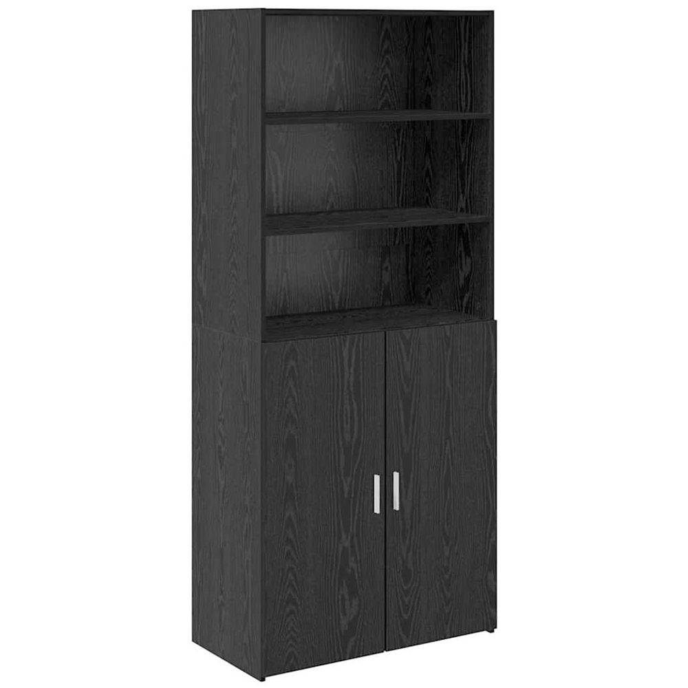vidaXL 2 Door 2 Shelf Black Oak Sideboard Image 2