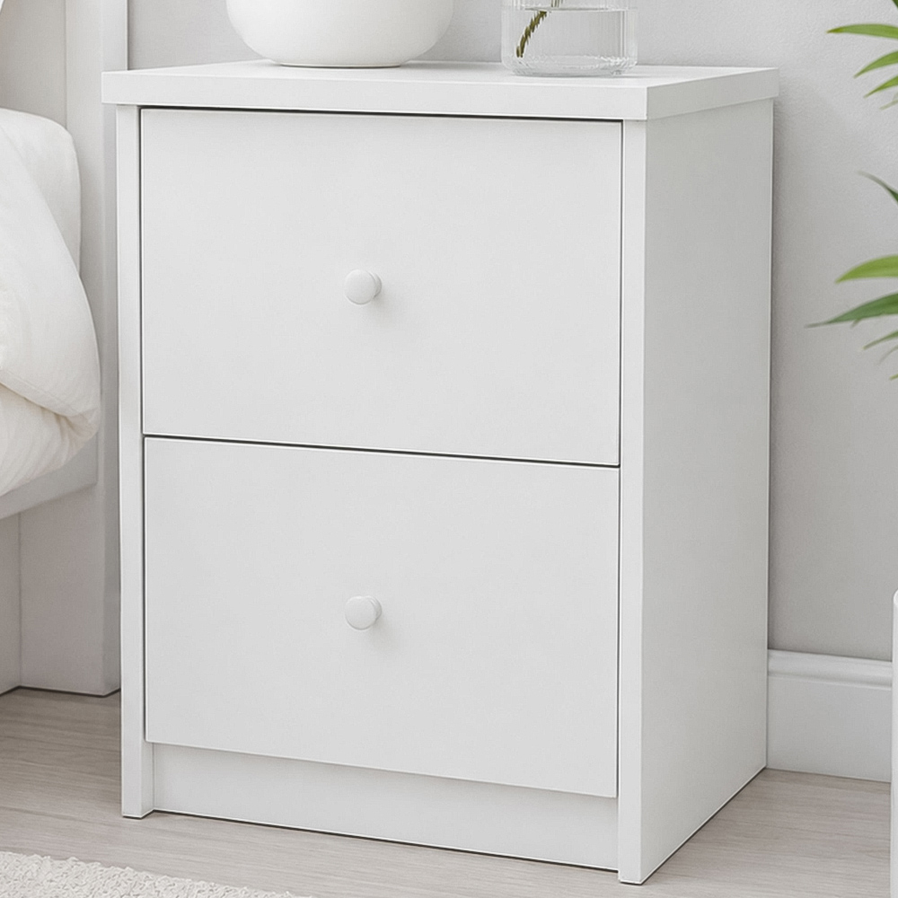 Core Products Erin 2 Drawer White Finish Bedside Cabinet  Image 1