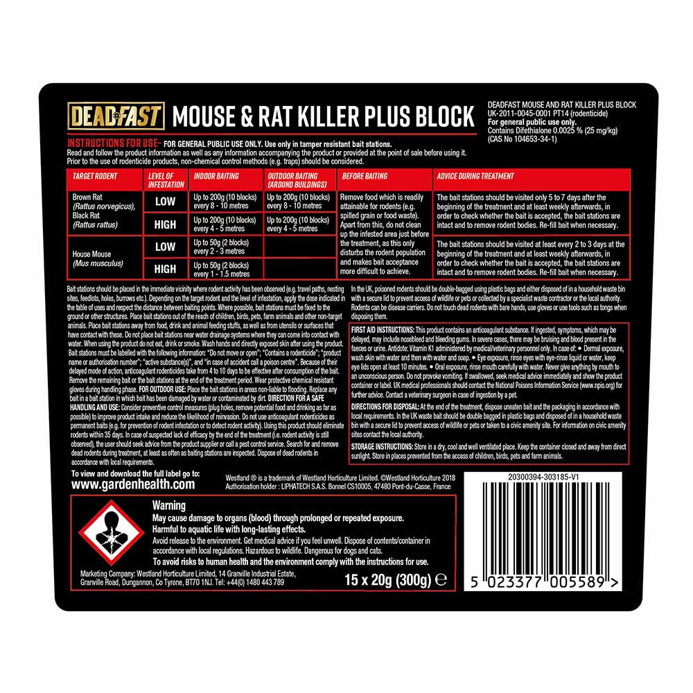 Deadfast rat poison Clearance