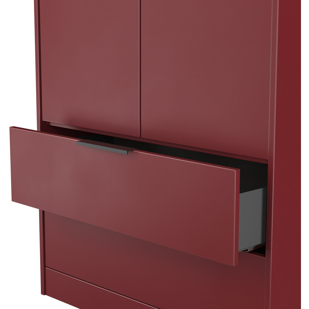 Crowndale Hong Kong 2 Door 2 Drawer Red Matt Tall Wardrobe Ready Assembled Image 7