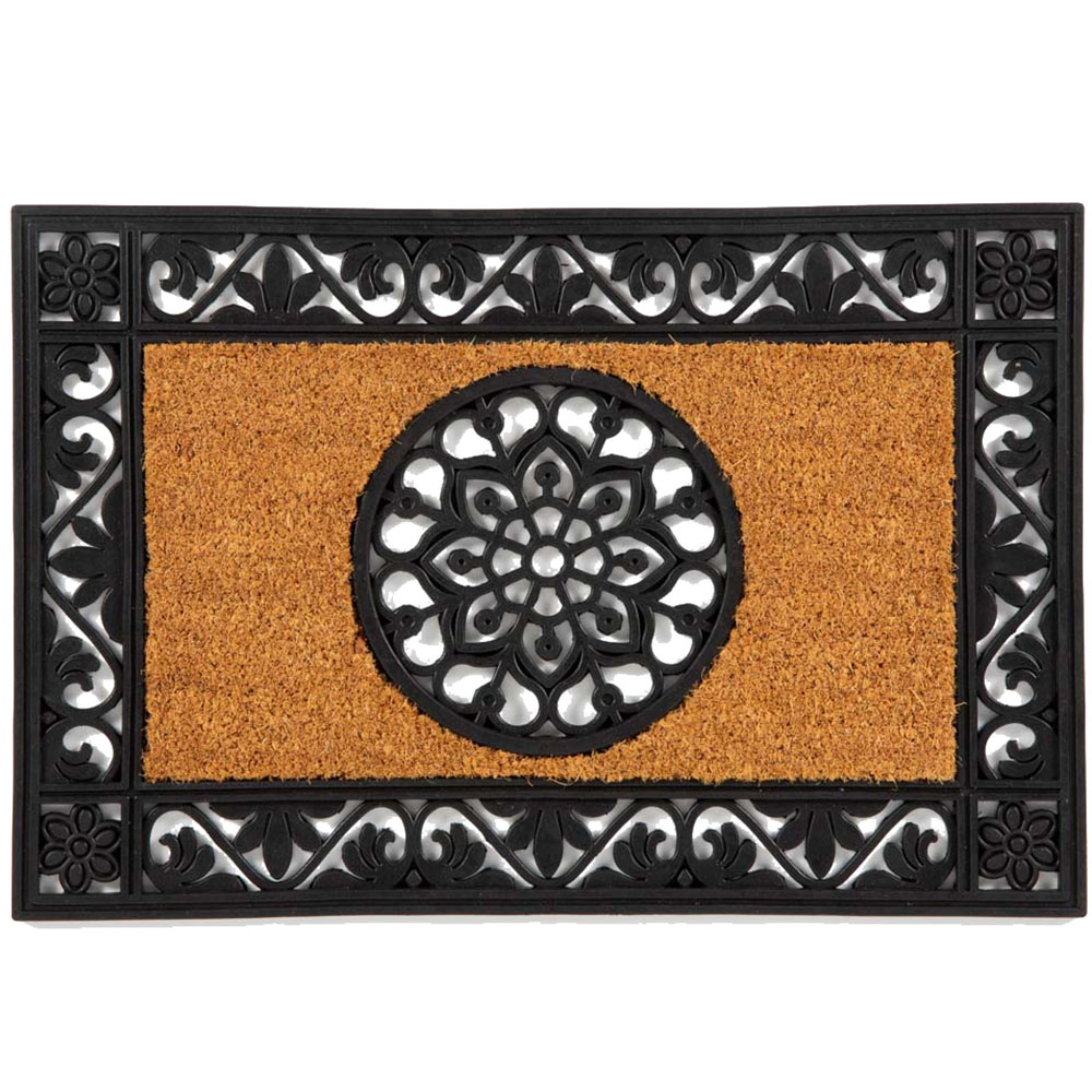 Openshaw Black and Natural Mandala Doormat 40 x 60cm Image 1