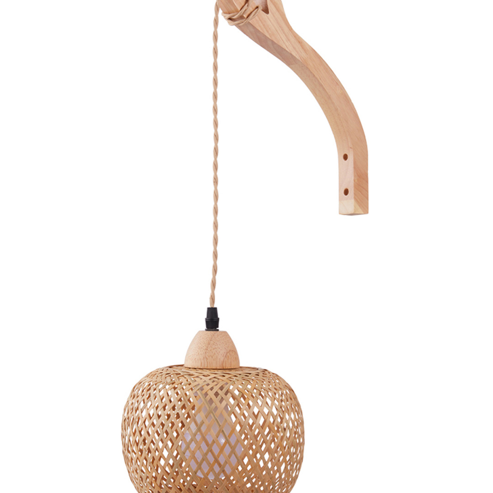 Living and Home Bamboo Lantern E27 Plug-In Wall Light Image 5