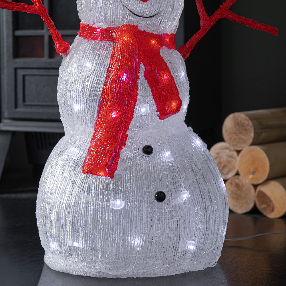 Samuel Alexander White LED Light Up Acrylic Snowman with Top Hat and Scarf Christmas Decoration 55cm Image 6