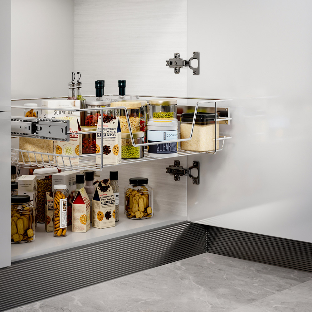 Living and Home Metal Sliding Kitchen Cabinet Pull Out Basket Image 2