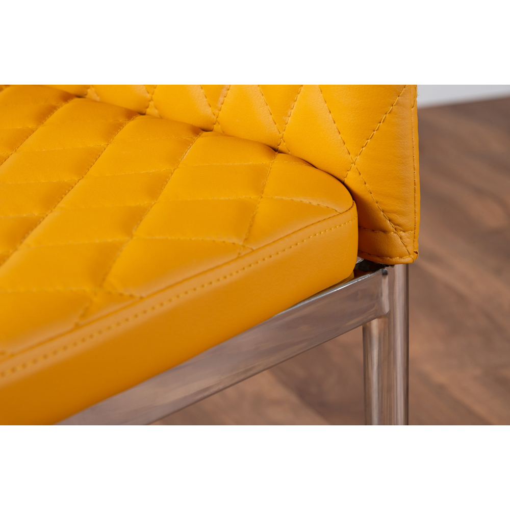 Furniturebox Fonti Valera 6 Seater Dining Set Mustard Yellow and Chrome Image 6