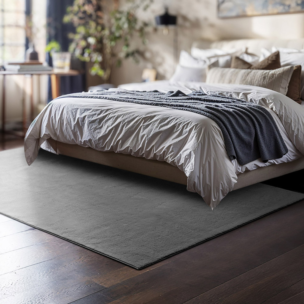 tectake Zonelle Grey Short Pile Ultra Soft Rug 170 x 120cm Image 2
