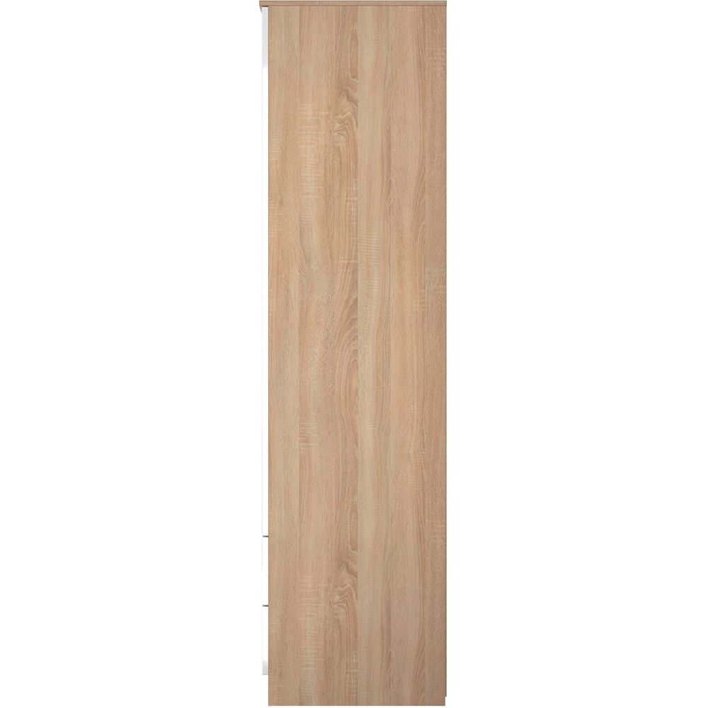 Crowndale Milan 2 Door 2 Drawer White Gloss and Bardolino Oak Tall Wardrobe Ready Assembled Image 3