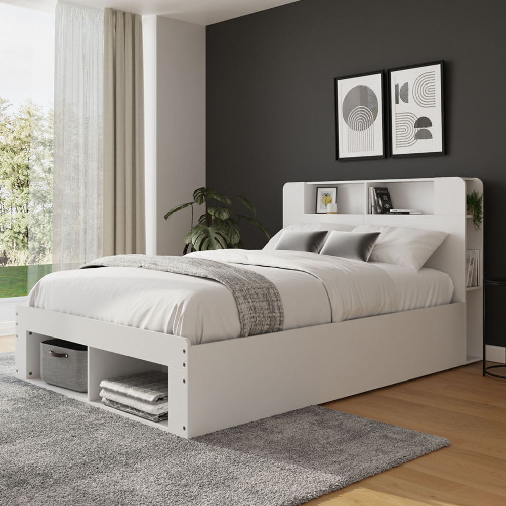 GFW Anya Double White Wooden Ottoman Bed with SC Bonnell Mattress Image 1