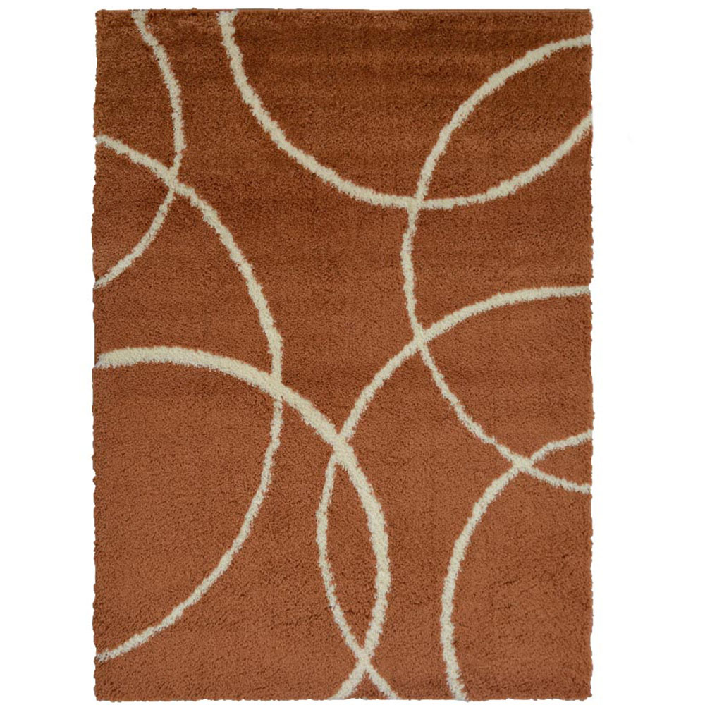 Homemaker Terracotta and Ivory Bubbles Snug Shaggy Rug 200 x 290cm Image 1