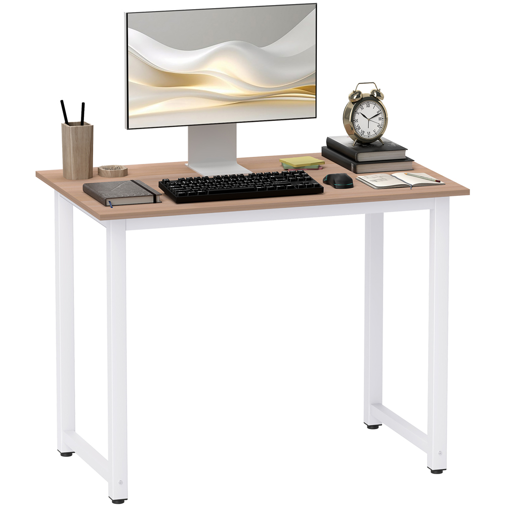 HOMCOM Metal Frame Modern Computer Desk White Image 2