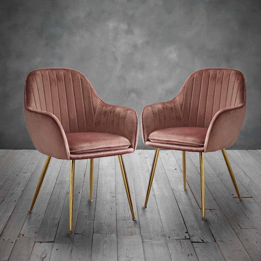 Lara Set of 2 Vintage Pink Dining Chair Image 4