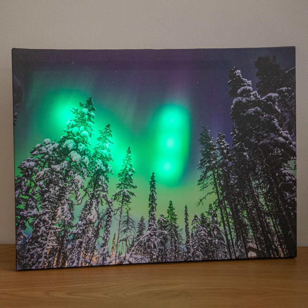 Samuel Alexander White LED Aurora Battery Powered Christmas Wall Art Canvas 40 x 30cm Image 2