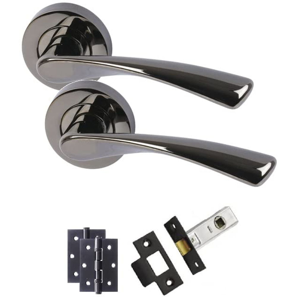 Golden Grace Metallic Black Astrid Modern Door Handle Set 5 Pack Image 2
