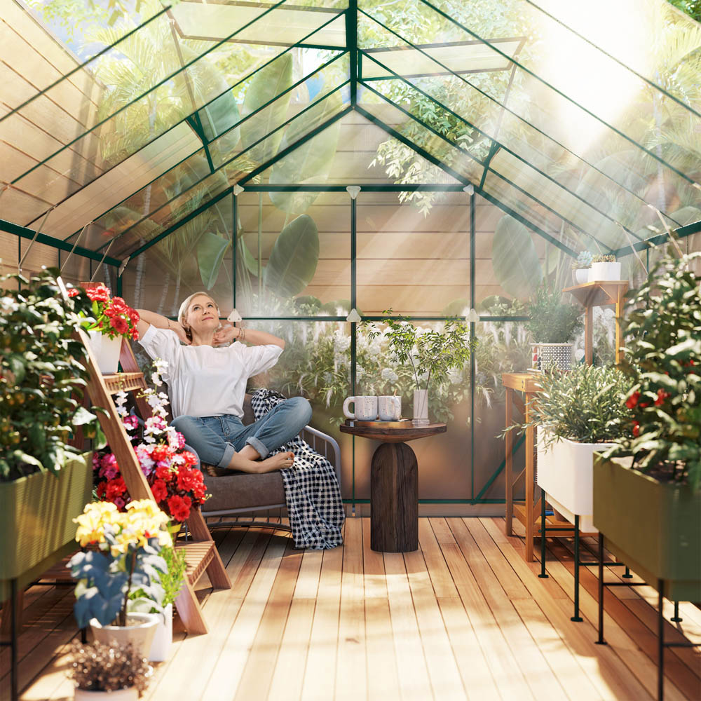 Outsunny 8 x 12ft Green Aluminium Polycarbonate Greenhouse Image 3