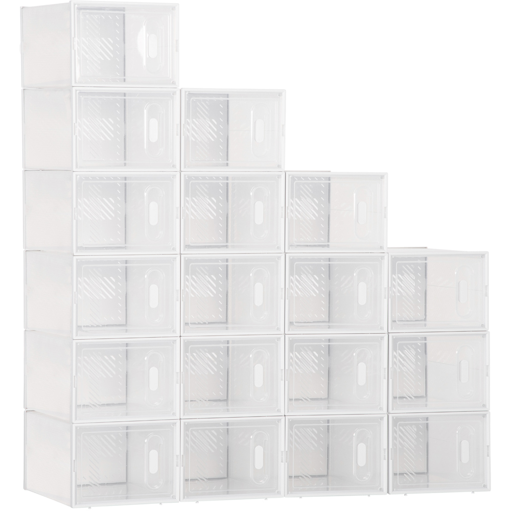 Portland Clear and White Portable Shoe Storage Cabinet Image 1