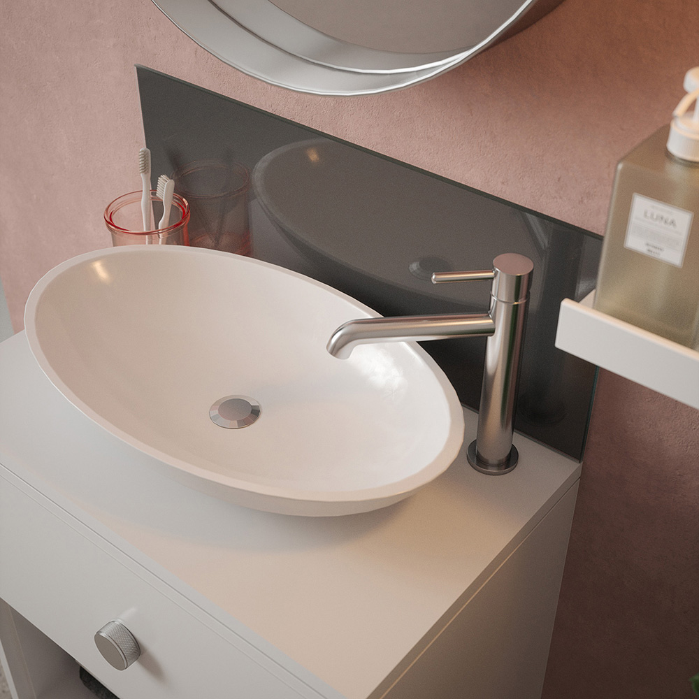Charcoal Glass Bathroom Splashback 500 x 250 x 4mm Image 2