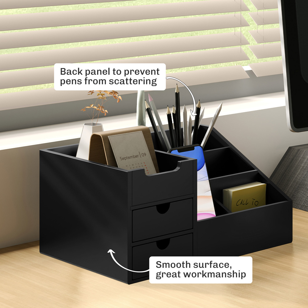 HOMCOM 2 Drawer Black Multi-Function Storage Caddy Image 6