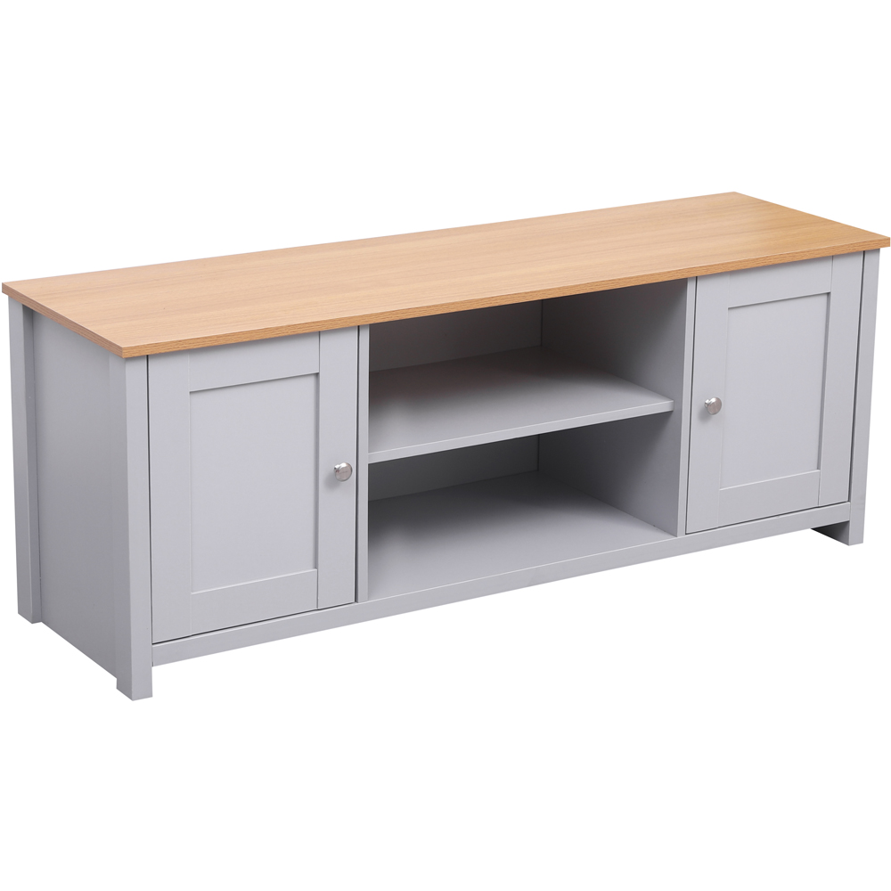 FurnitureHMD 2 Door 2 Shelf Grey and Oak Effect Wooden TV Unit Image 3