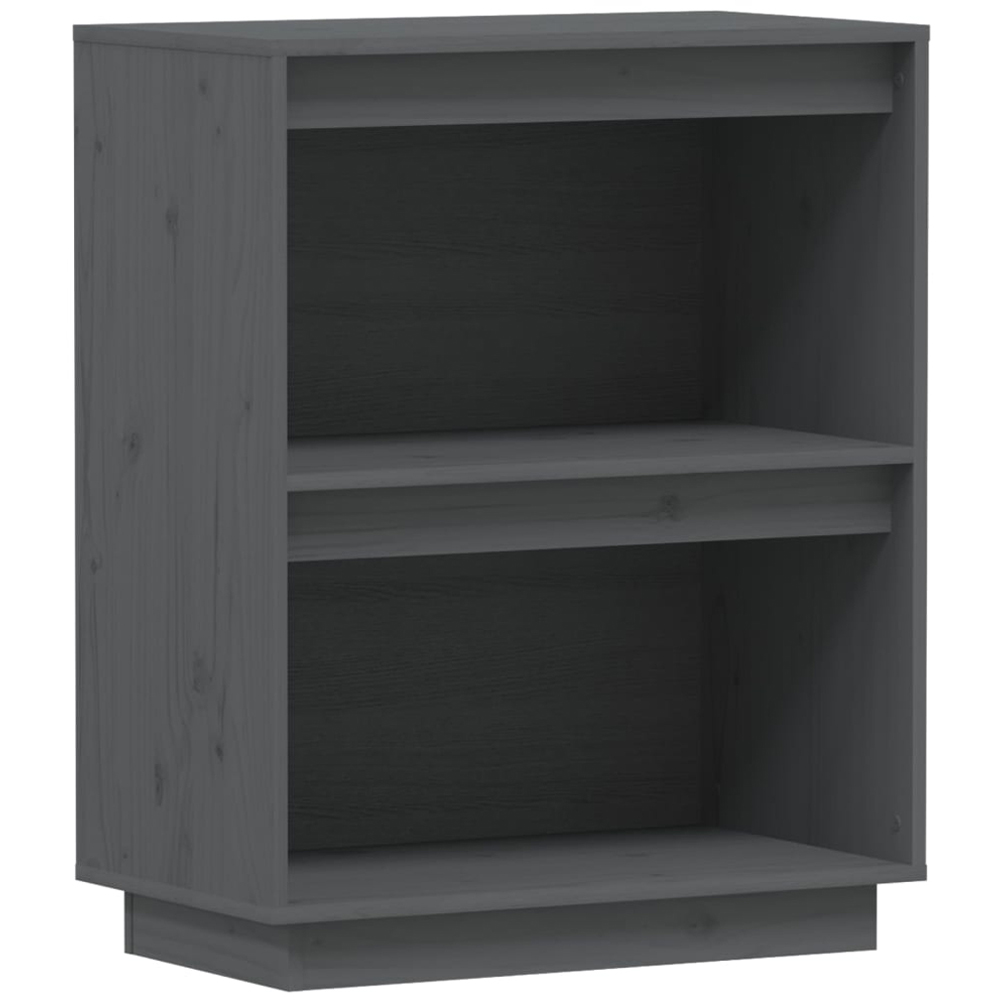 vidaXL 2 Open Shelf Grey Solid Pine Wood Console Cabinet Image 2