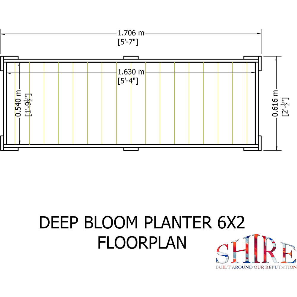 Shire Bloom Wooden Deep Planter 71 x 171 x 62cm Image 7