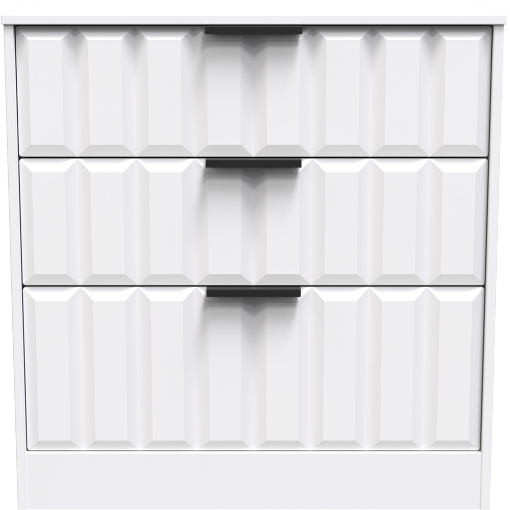 Crowndale New York 3 Drawer Matt White Deep Chest of Drawers Ready Assembled Image 3