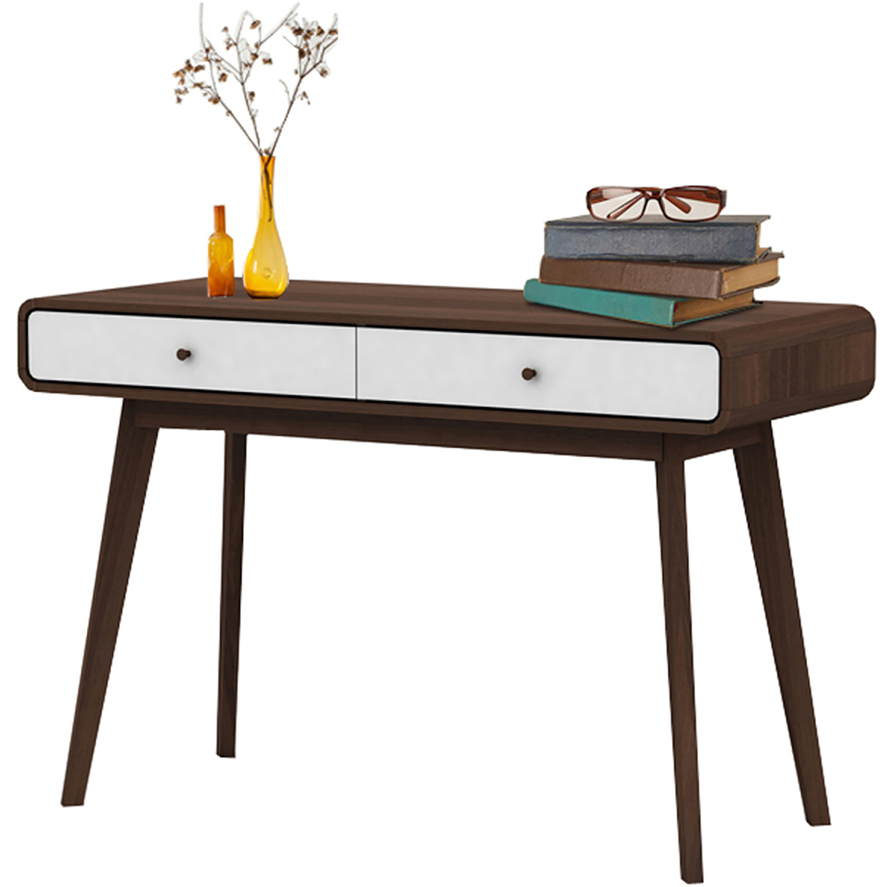 Loft24 Cassie 2 Drawer Walnut White Compact Desk Image 4