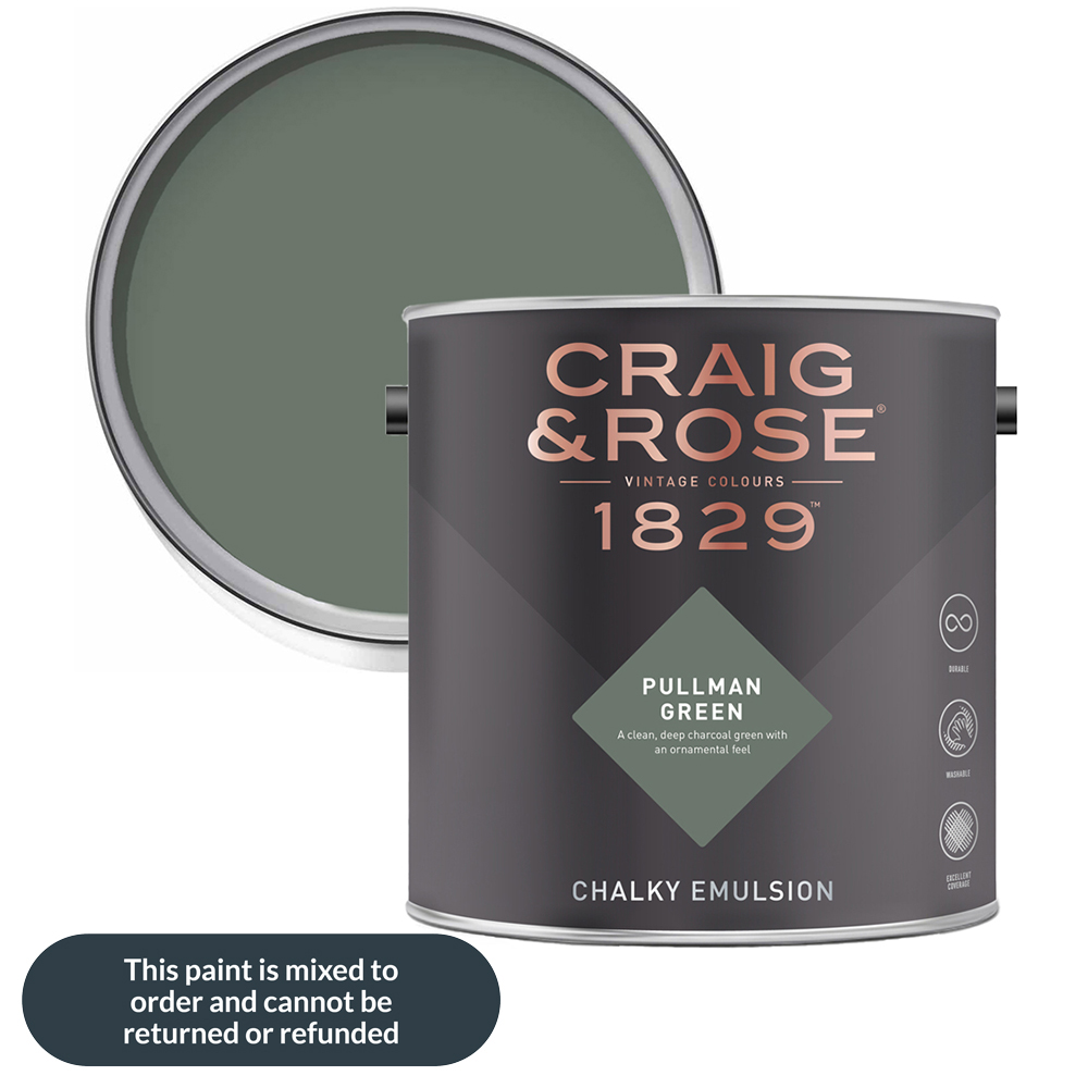 Craig & Rose Walls and Ceilings Pullman Green Chalky Matt Emulsion Paint 2.5L Image 1
