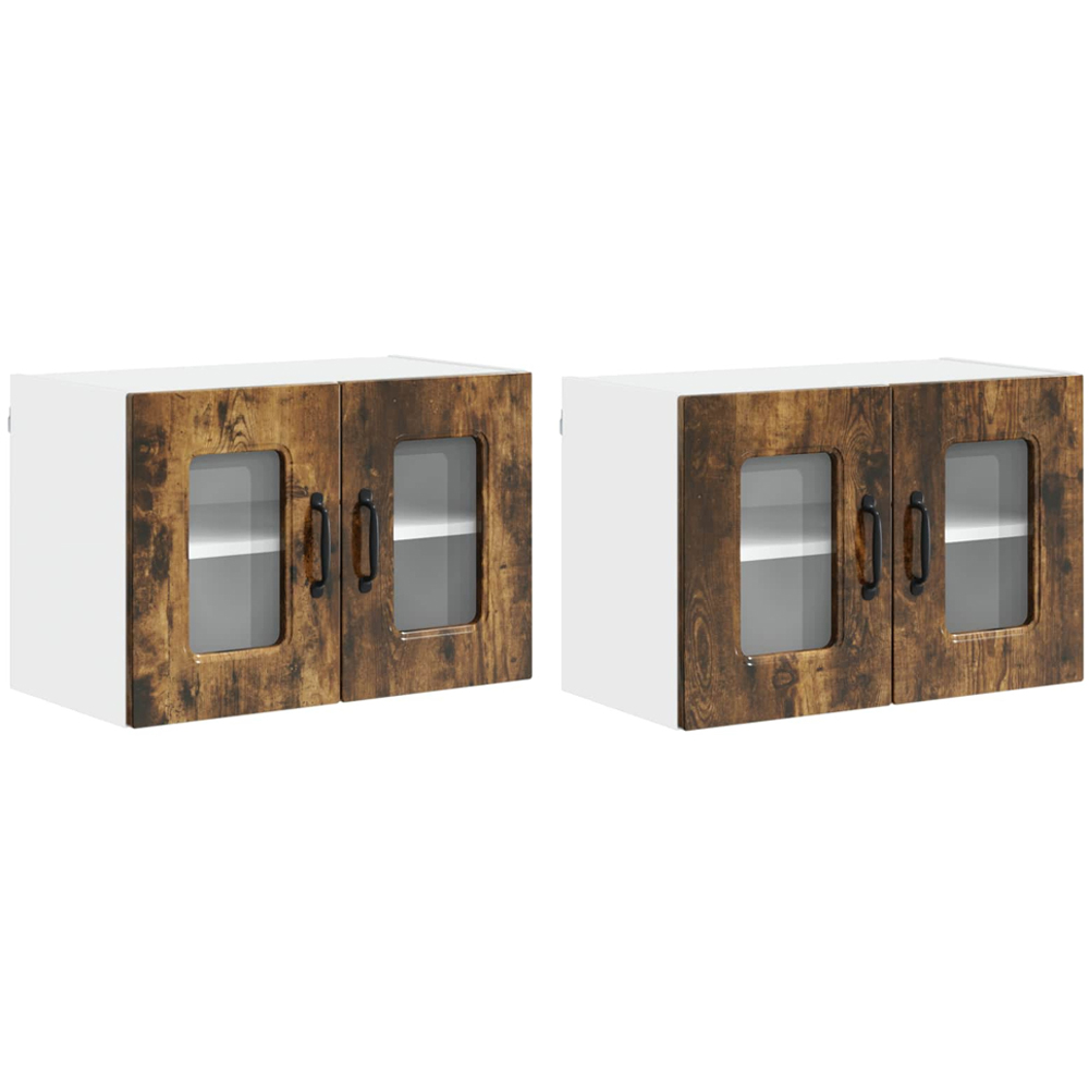 vidaXL Kalmar 2 Door Smoked Oak Wall Kitchen Cabinet 2 Pack Image 8