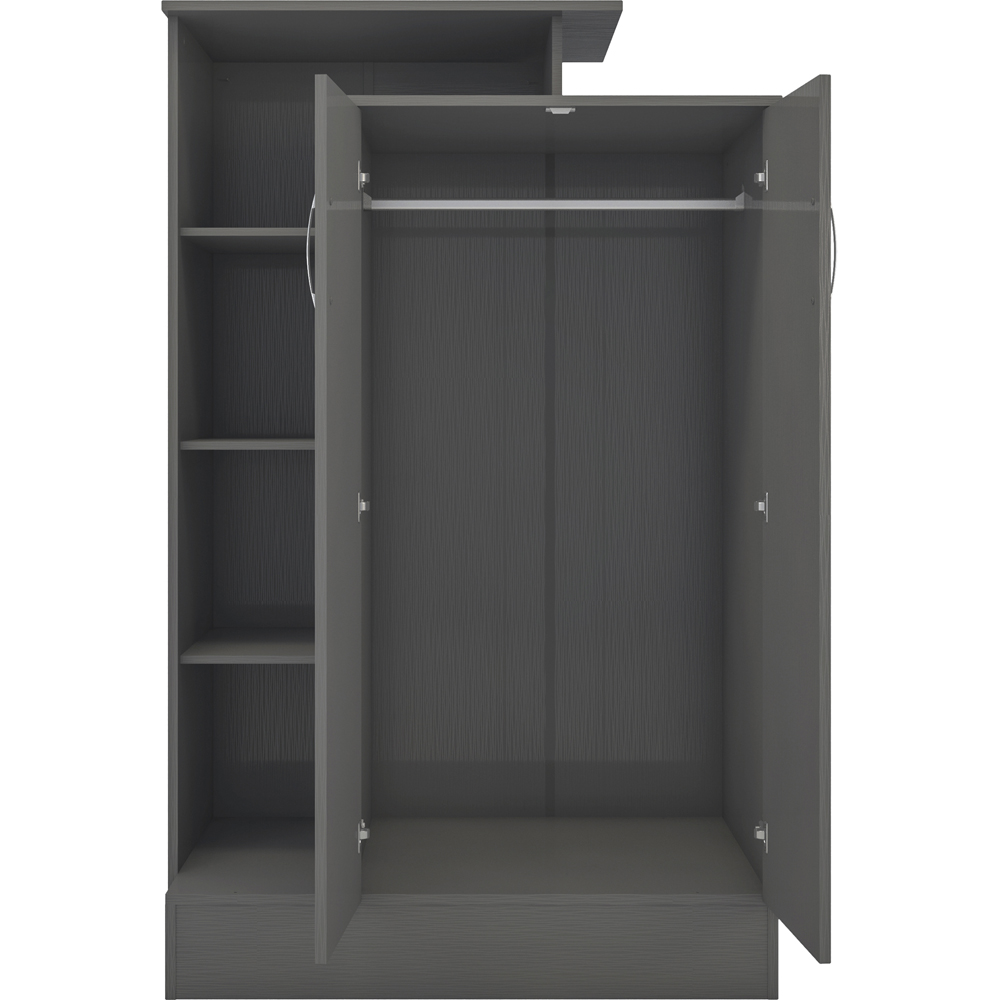 Seconique Nevada 2 Door 3D Effect Grey Petite Open Shelf Wardrobe Image 5