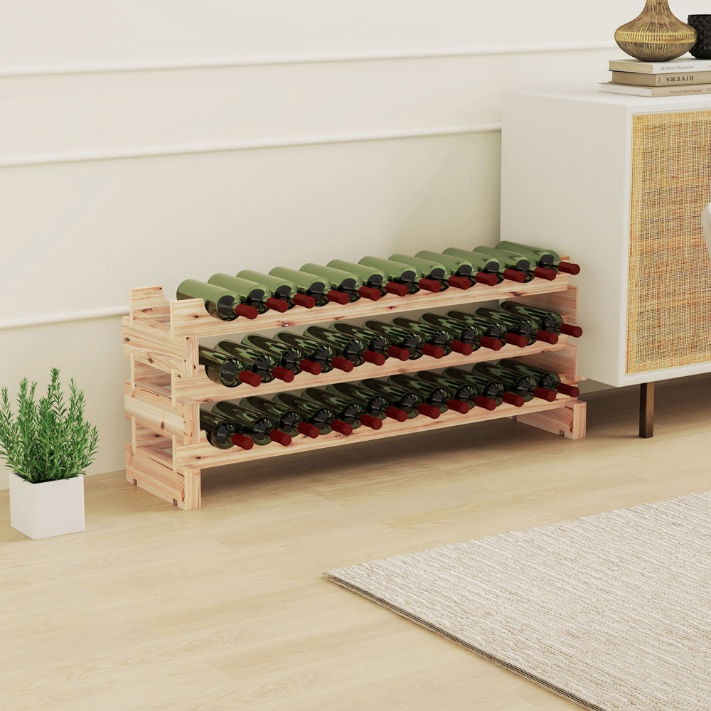 HOMCOM 3 Tier 36 Bottle Shelf Wine Rack Image 2