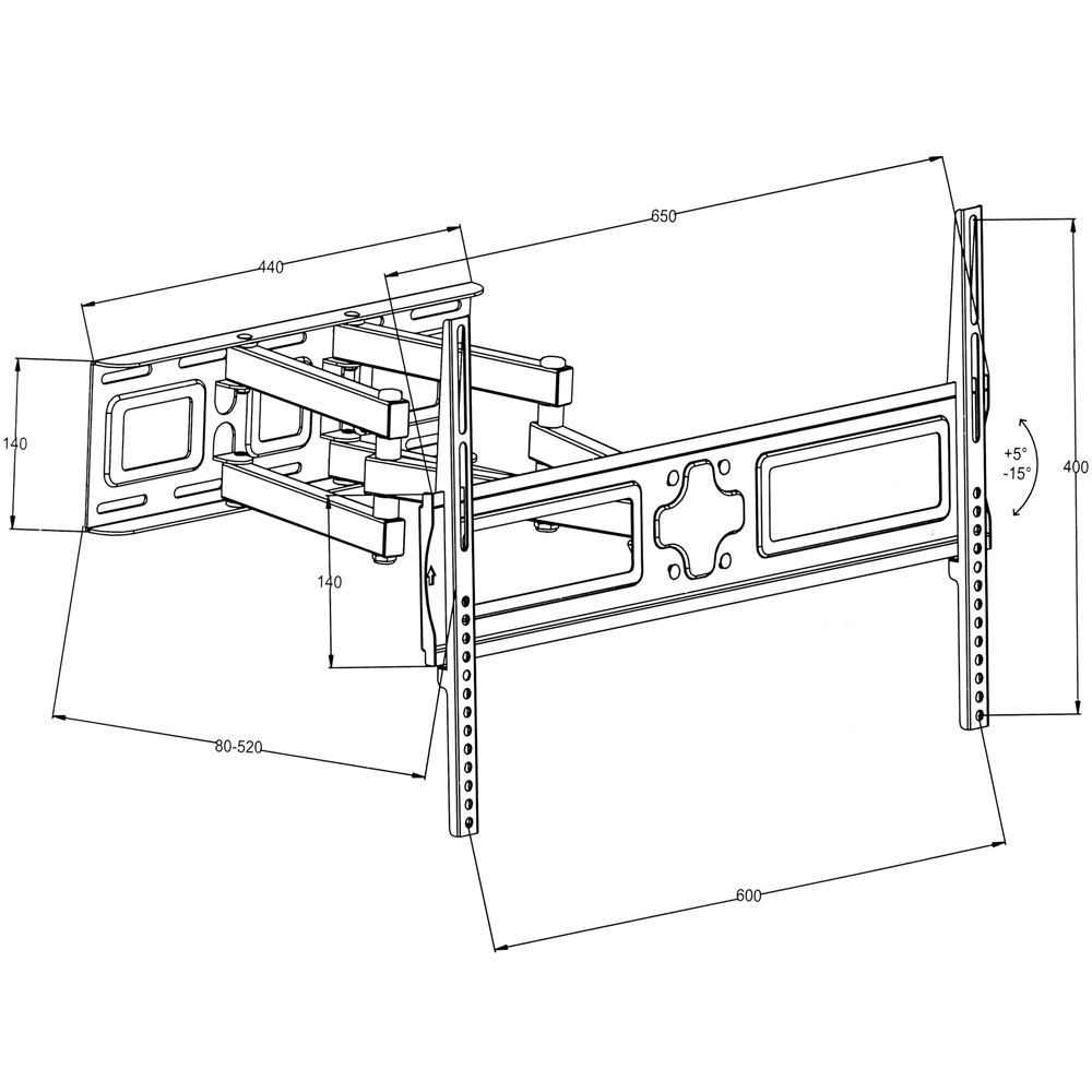 tectake 32 to 100 inch Width Adjustable Extendable Tilt and Swivel TV Bracket Image 4