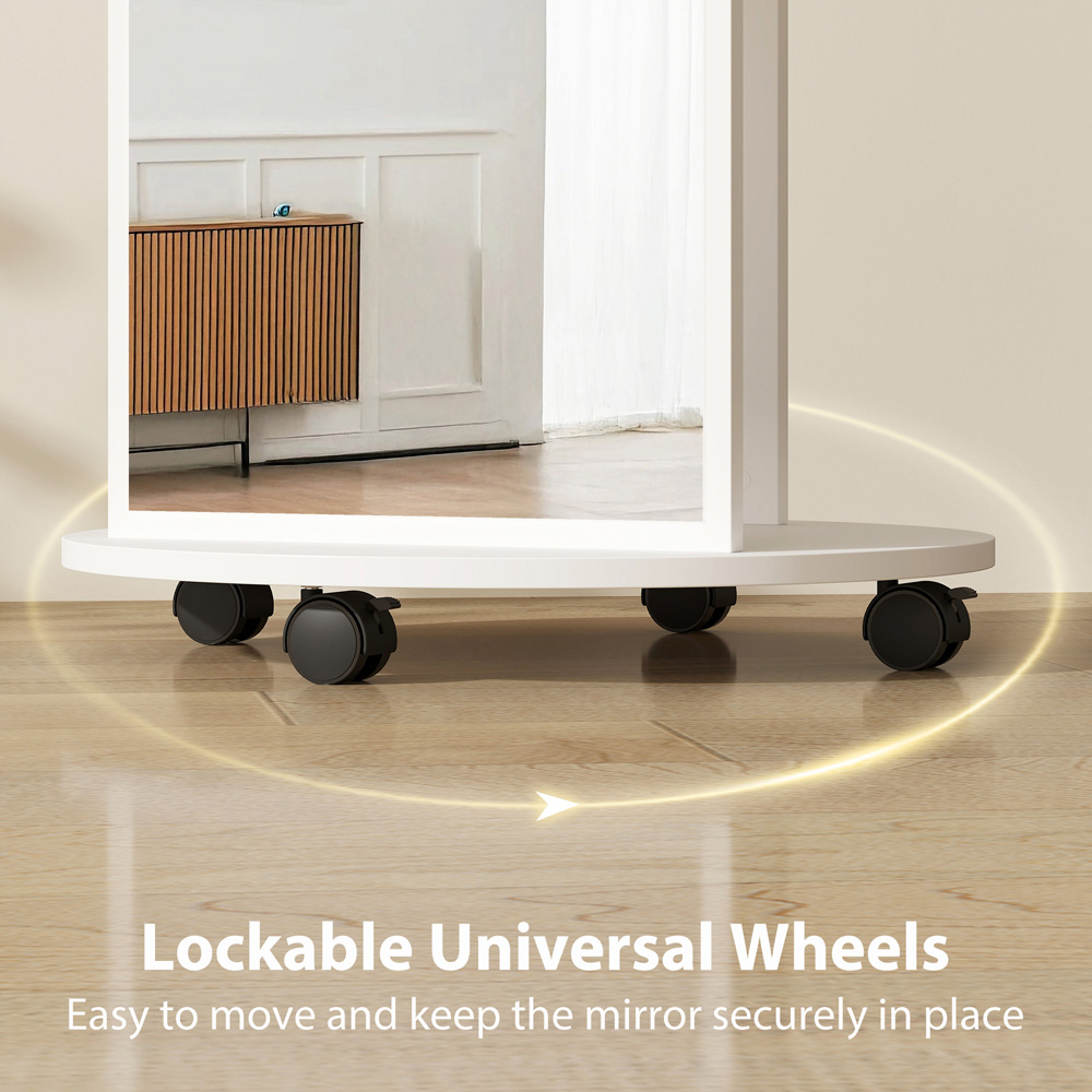 HOMCOM 2-in-1 White Full Length Mirror with Wheels Image 7