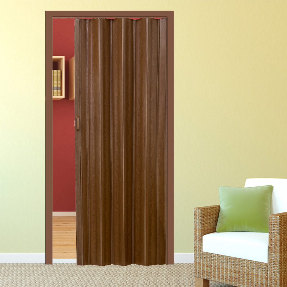 tectake Teak Internal Folding Door with Magnetic Closure Image 2