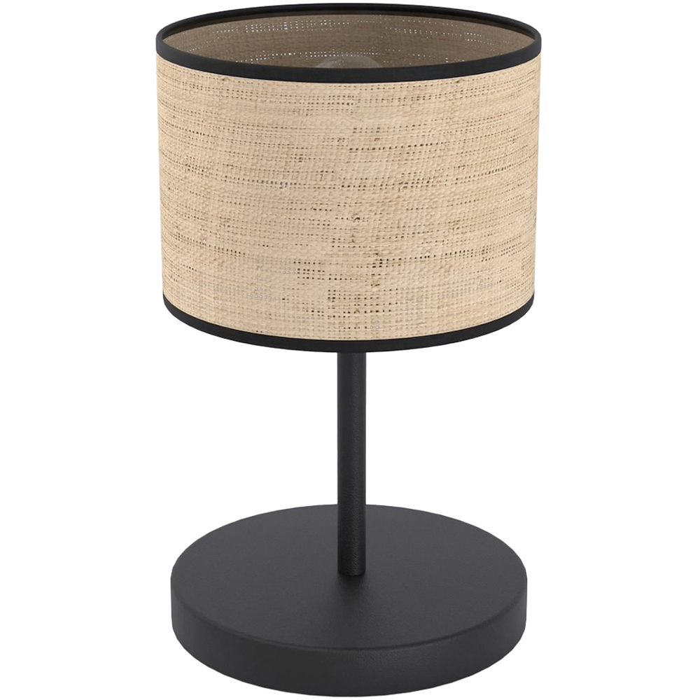 Emibig Eco Rattan Cylindrical Shade Black E27 Table Lamp Image 1