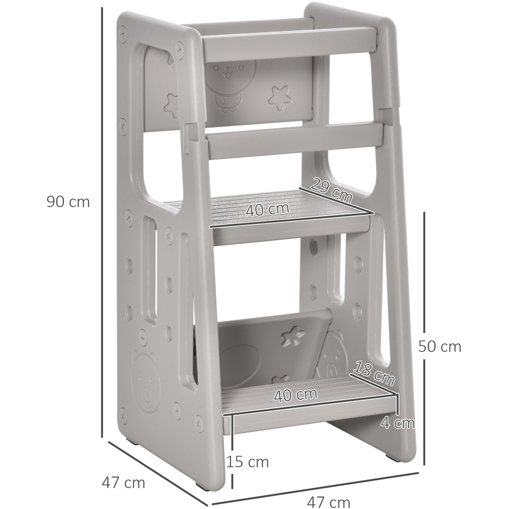Playful Haven Grey Kids Adjustable Platform Kitchen Stool Image 6
