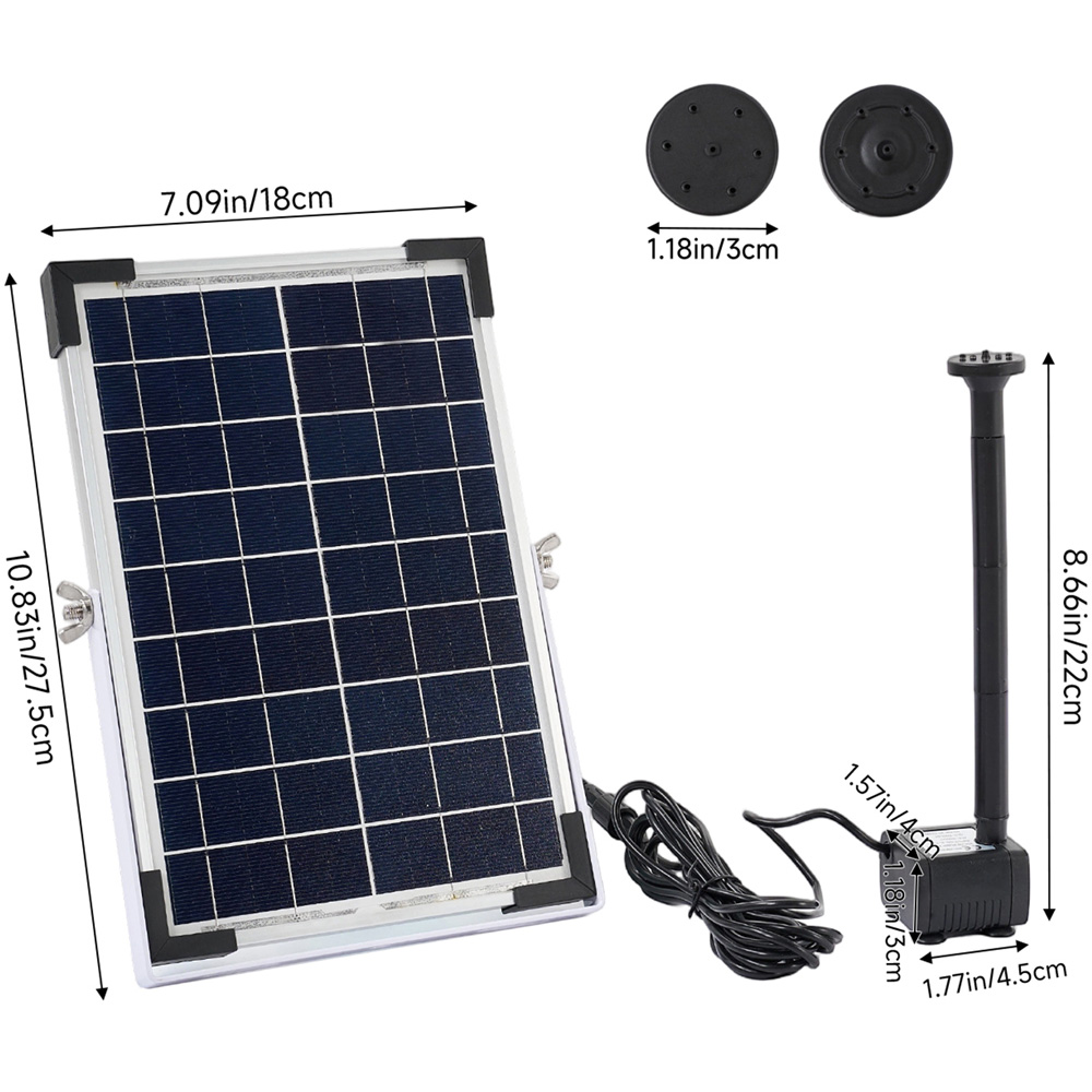 Living and Home 5W Solar-Powered Fountain Water Pump Kit Image 7