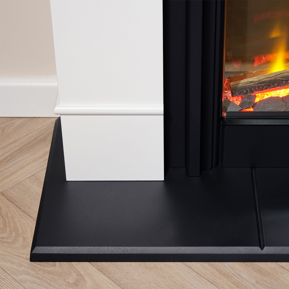 Adam Chesterfield White and Charcoal Grey Electric Fireplace Suite 44 Inch Image 5