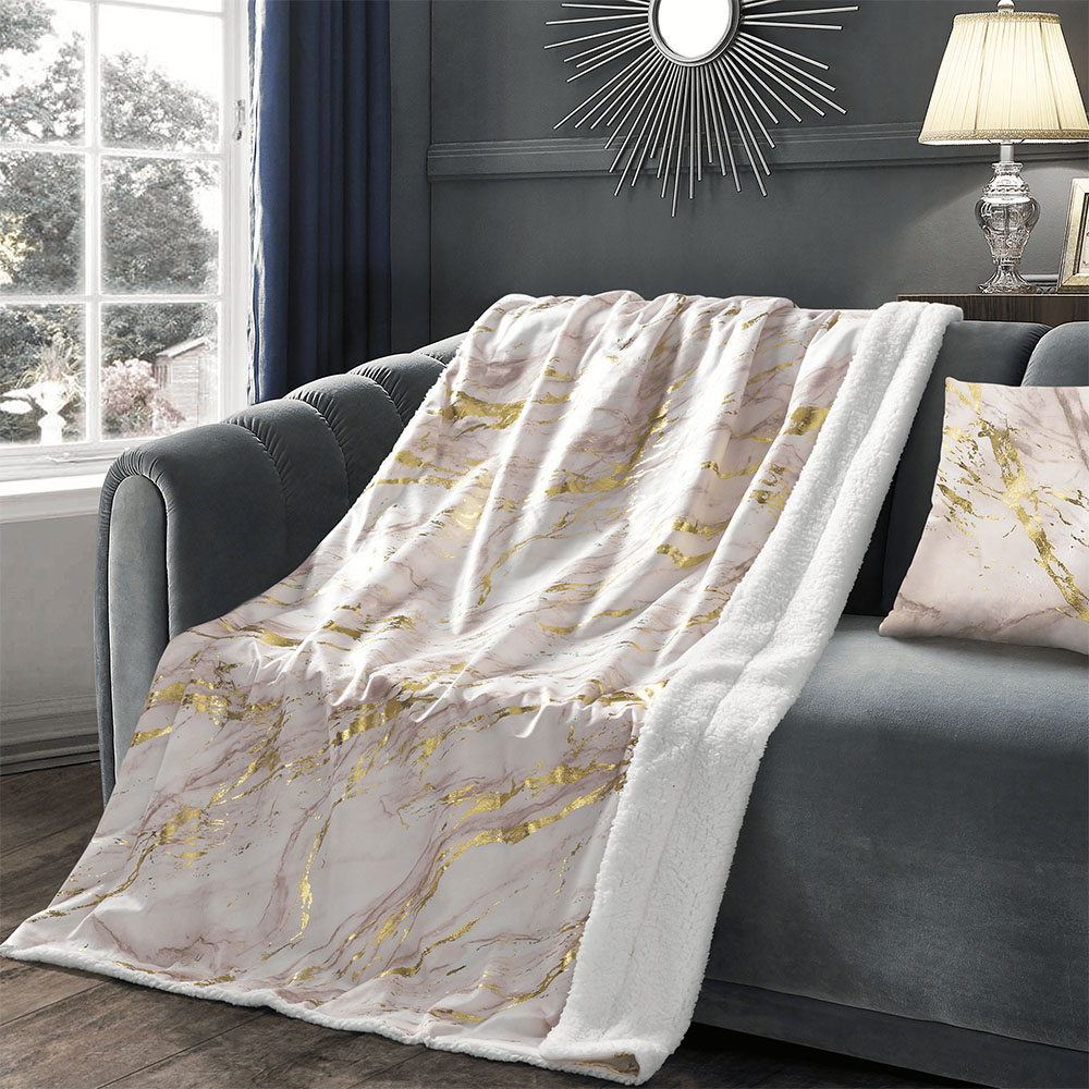 Velosso Pink Marble Sherpa Throw 100 x 150cm Image 2