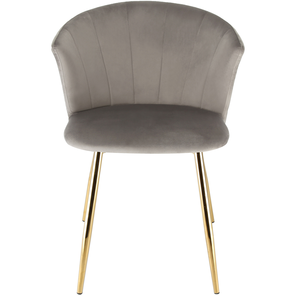 Home Garden Direct Mill Set of 2 Grey Velvet Dining Chairs with Golden Legs Image 3