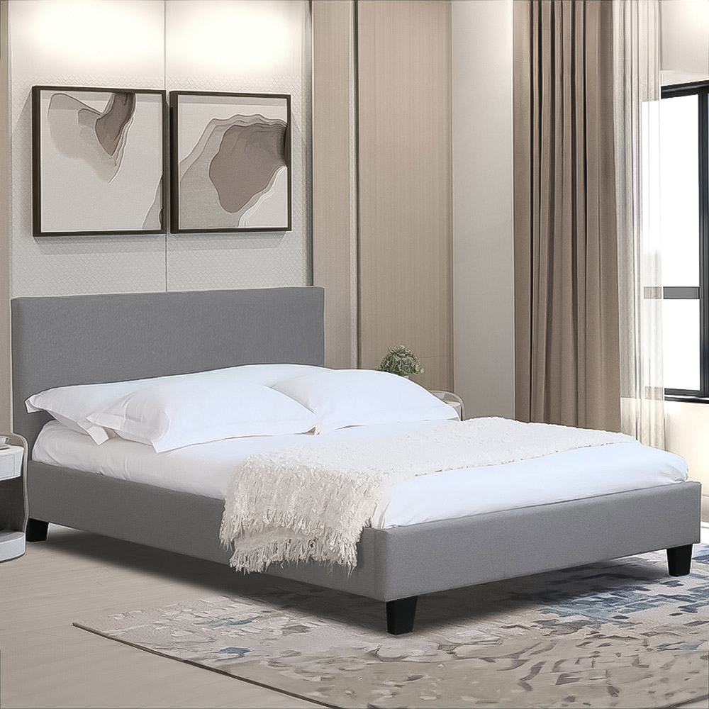 Brooklyn Single Light Grey Modern Fabric Bed Frame Image 1