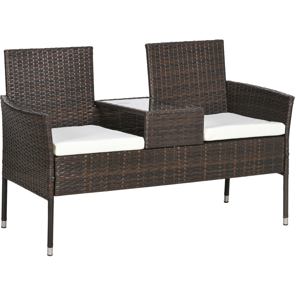 Outsunny 2 Seater Brown Rattan Companion Seat Image 2