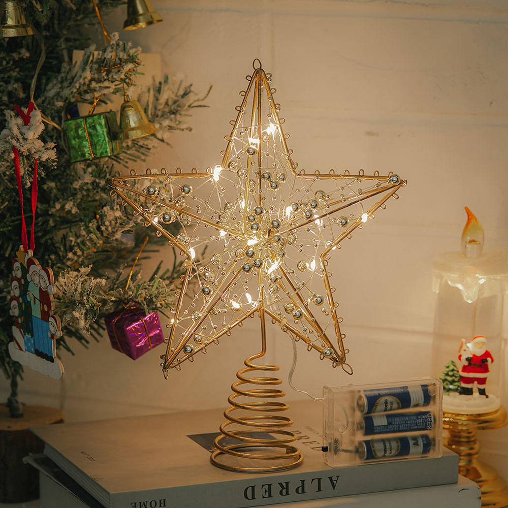 Living and Home Modern Metal Pre-Lit Star Christmas Tree Topper Image 7