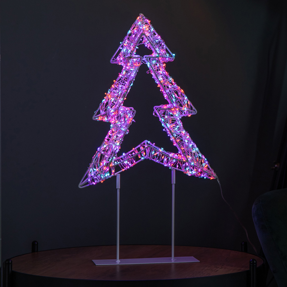 Samuel Alexander 720 Twinkling Rainbow LED Light-Up White Christmas Tree on Metal Stand 45cm Image 1